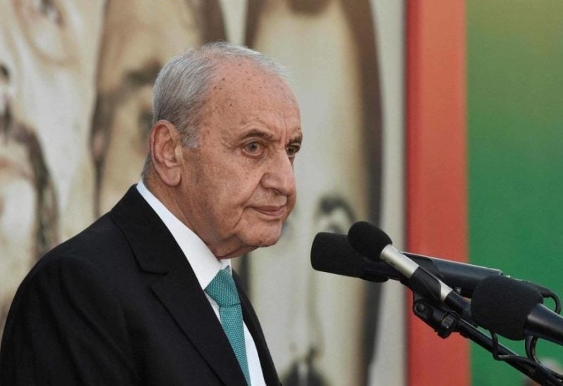 Speaker Nabih Berri, during his speech in which he called for dialogue (AFP)