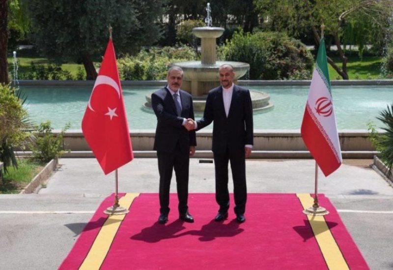 Iranian FM Abdollahian receives his Turkish counterpart in Tehran. (Iranian foreign ministry)