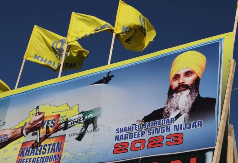A mural features the image of late Sikh leader Hardeep Singh Nijjar, who was slain on the grounds of the Guru Nanak Sikh Gurdwara temple in June 2023, in Surrey, British Columbia, Canada September 18, 2023. REUTERS