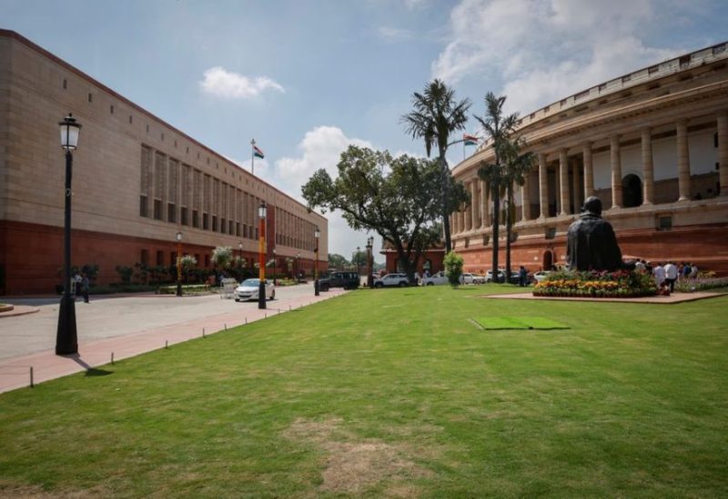 A view shows India's new (L) and old parliament buildings during the first day of the five-day long special session in New Delhi, India, September 18, 2023. REUTERS