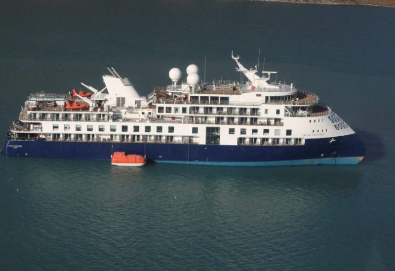 View of the Ocean Explorer, a luxury cruise ship carrying 206 people