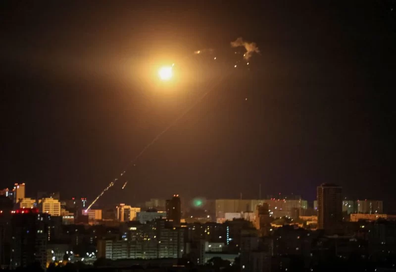 An explosion of a drone is seen in the sky over the city during a Russian drone strike, amid Russia's attack on Ukraine, in Kyiv, Ukraine September 10, 2023. REUTERS