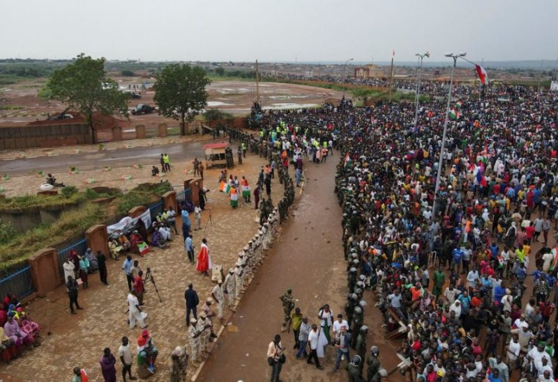 Thousands of Nigerians gather in front of the French army headquarters, in support of the putschist soldiers and to demand the French army to leave, in Niamey, Niger September 2, 2023. REUTERS