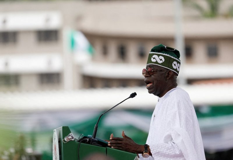 FILE PHOTO: Nigeria's President Bola Tinubu speaks after his swearing-in ceremony in Abuja, Nigeria May 29, 2023. REUTERS/Temilade Adelaja/File Photo
