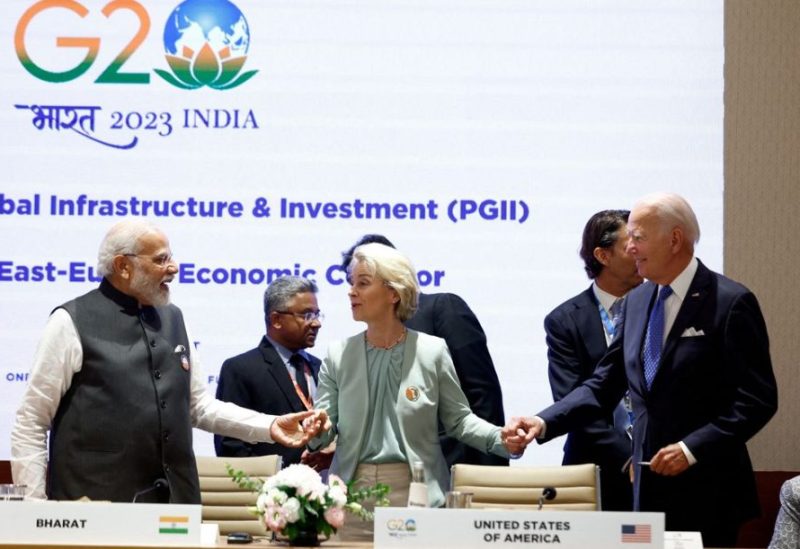 U.S. President Joe Biden, Indian Prime Minister Narendra Modi and President of the European Union Ursula von der Leyen attend the G20 summit in New Delhi, India, September 9, 2023. REUTERS