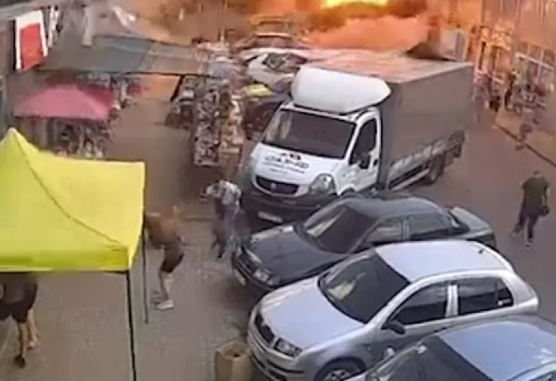 CCTV, shared by Ukrainian President Volodymyr Zelensky, appeared to show the moment of the explosion