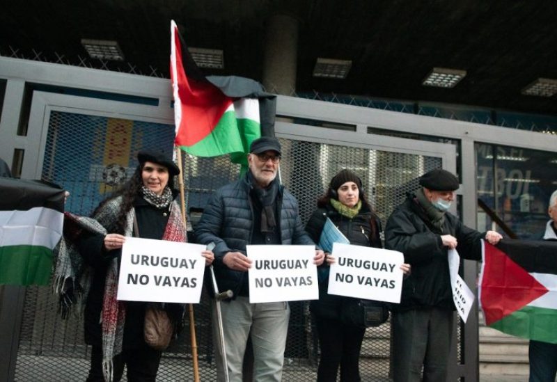 People protest in Uruguay in solidarity with Palestinians