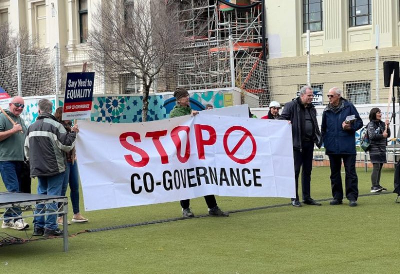 Anti co-governance protesters march on New Zealand's parliament in Wellington, New Zealand, September 28, 2023. REUTERS