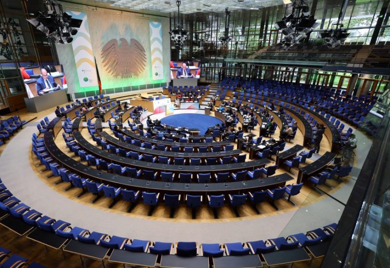 A general view shows the plenary hall during an international replenishment conference for the United Nations Green Climate Fund in Bonn, Germany, October 5, 2023. REUTERS/Wolfgang Rattay
