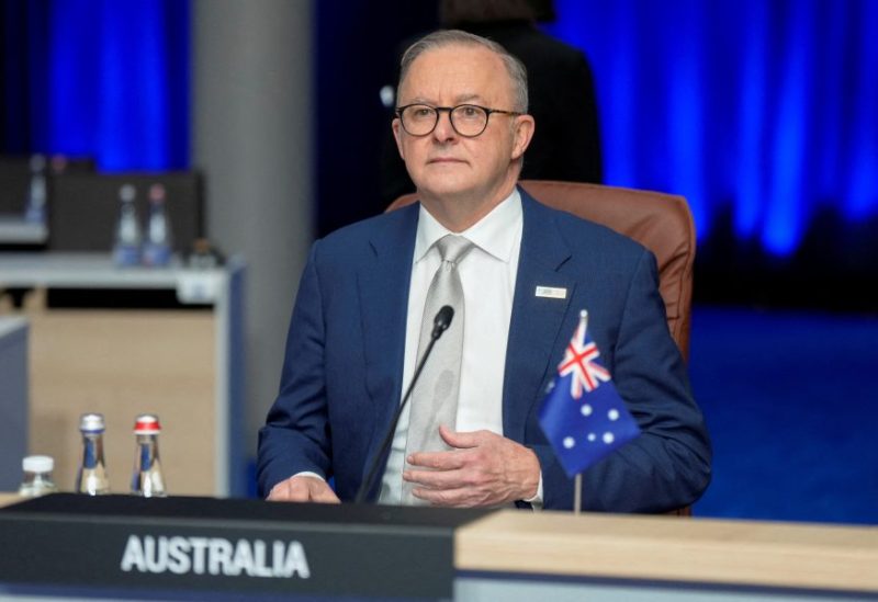 Australia's Prime Minister Anthony Albanese attends a meeting of the North Atlantic Council during a NATO leaders summit in Vilnius, Lithuania July 12, 2023. REUTERS/Ints Kalnins/File Photo