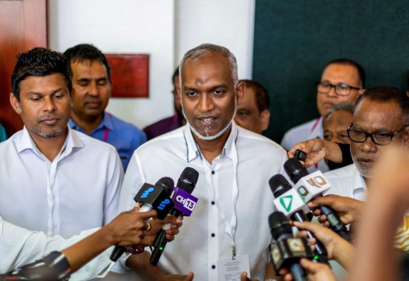 Mohamed Muizzu, Maldives presidential candidate of the opposition party, People's National Congress speaks with the media personnel during the second round of a presidential election in Male, Maldives September 30, 2023. REUTERS/Dhahau Naseem/File Photo