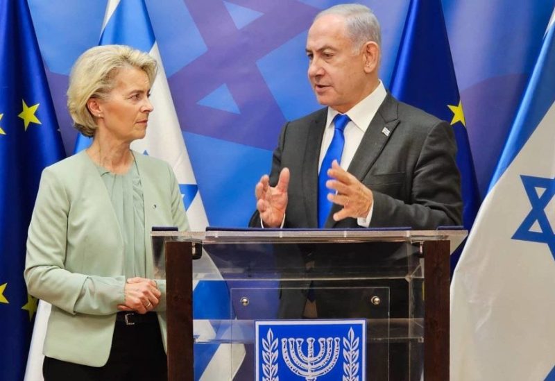 European Commission President Ursula von der Leyen listens to Israeli Prime Minister Benjamin Netanyahu in Tel Aviv on Friday (DPA)