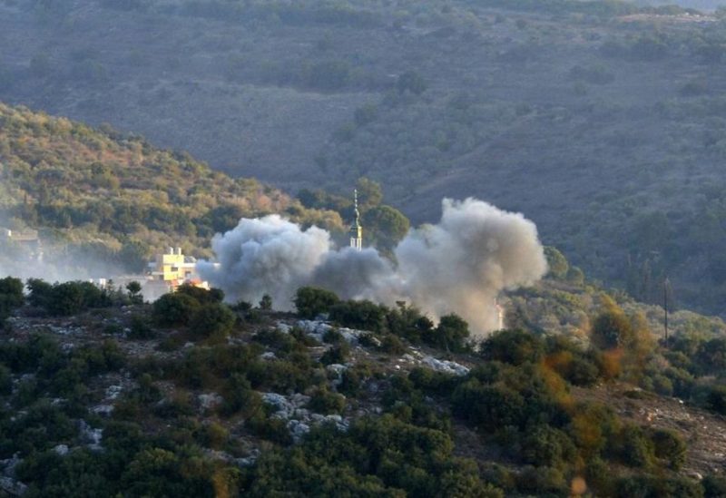 Smoke rises from Israeli artillery shelling in Dhayra village, near the Lebanese-Israeli border, Lebanon, 16 October 2023. (EPA)