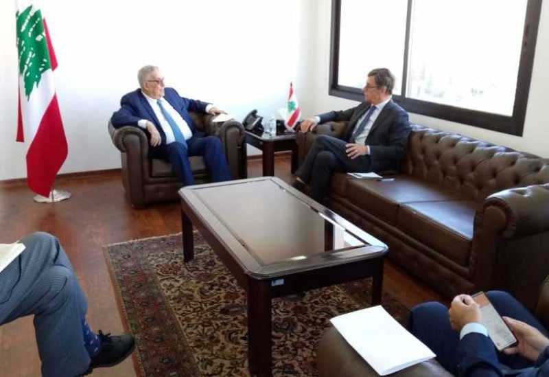 Foreign Minister Abdullah Bou Habib and the Belgian Ambassador to Lebanon, Quentin Ferevack