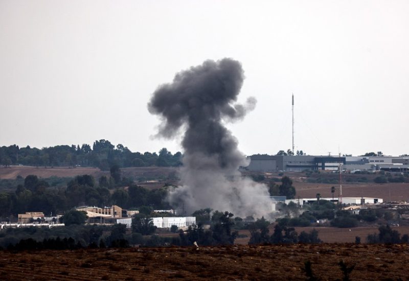 A rocket launched from the Gaza Strip strikes an area near Sderot, southern Israel October 9, 2023. REUTERS/Amir Cohen