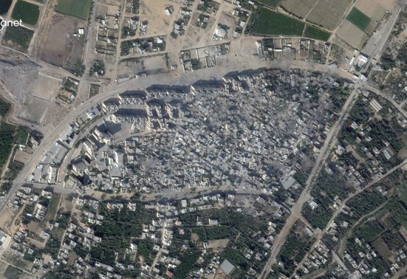 Satellite view of heavily damaged areas from Israeli strikes in the Palestinian city of Beit Hanoun, northern Gaza Strip, October 14, 2023 in this handout image. Planet Labs PBC/Handout via REUTERS THIS IMAGE HAS BEEN SUPPLIED BY A THIRD PARTY. NO RESALES. NO ARCHIVES. MANDATORY CREDIT