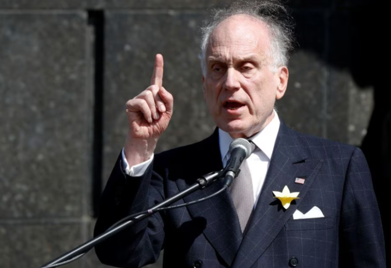 World Jewish Congress president Ronald Lauder speaks during a ceremony commemorating the 75th anniversary of the Warsaw Ghetto Uprising, in front of the Museum of the History of Polish Jews, in Warsaw, Poland April 19, 2018