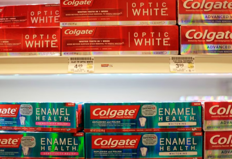 olgate brand toothpastes are seen at the Safeway store in Wheaton, Maryland February 13, 2015.