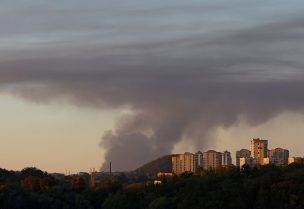 Smoke rises from the area in the direction of Avdiivka in the course of Russia-Ukraine conflict, as seen from Donetsk, Russian-controlled Ukraine, October 11, 2023. REUTERS/Alexander Ermochenko