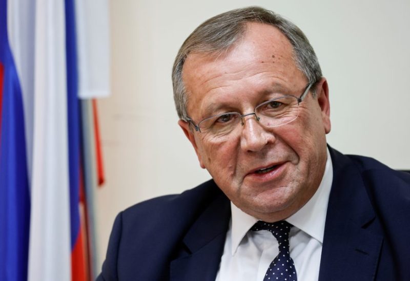 The ambassador of Russia to Israel Anatoly Viktorov speaks at a news conference at the Russian Consulate in Tel Aviv, Israel, March 3, 2022. REUTERS/Amir Cohen