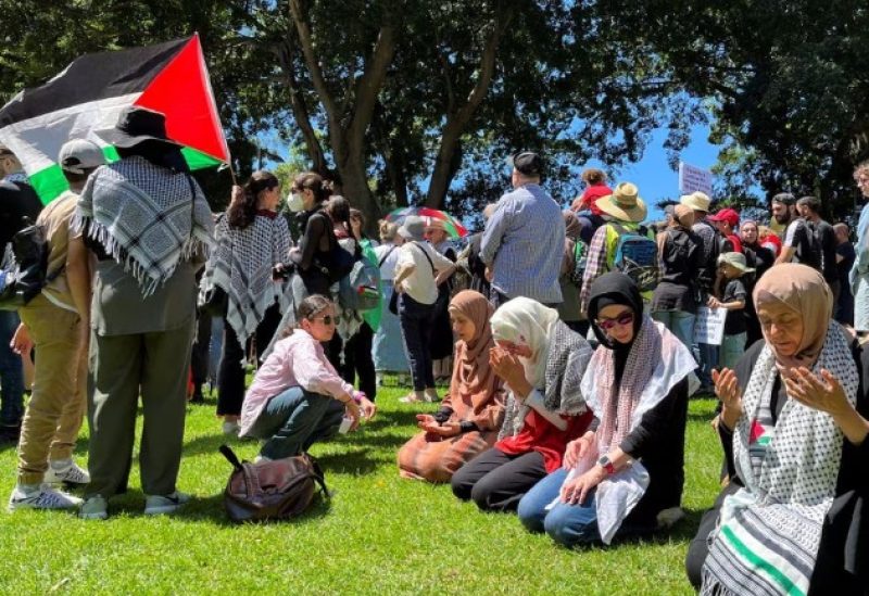 pro-Palestinian rally in Hyde Park, Sydney, Australia