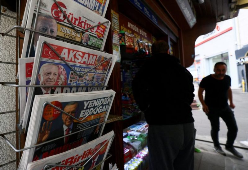 A view of newspapers on a stand at a shop, following the results of the second round of the presidential election, in Ankara, Turkey May 29, 2023. REUTERS/Yves Herman/File Photo