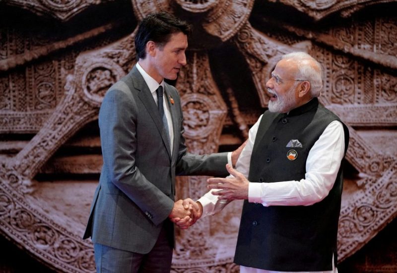 Indian Prime Minister Narendra Modi welcomes Canada Prime Minister Justin Trudeau upon his arrival at Bharat Mandapam convention center for the G20 Summit, in New Delhi, India, Saturday, Sept. 9, 2023. Evan Vucci/Pool via REUTERS/File Photo