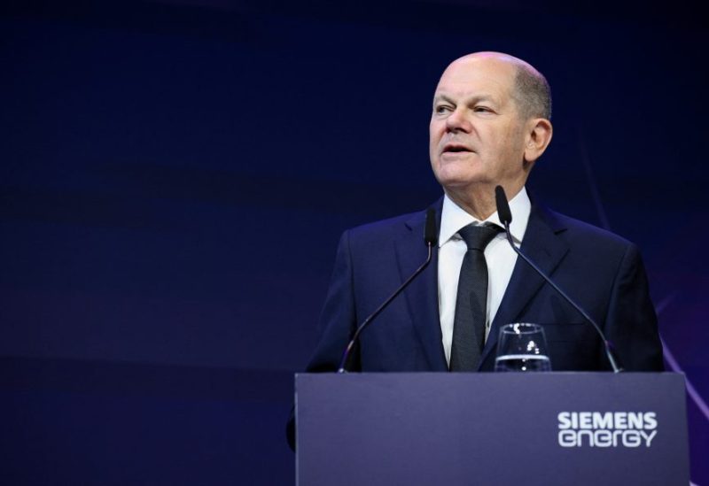 German Chancellor Olaf Scholz delivers a speech on the day of the opening of an electrolysis gigafactory in Berlin, Germany November 8, 2023. REUTERS/Annegret Hilse/File Photo