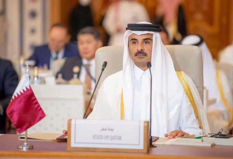 Qatar's Emir Sheikh Tamim bin Hamad al-Thani attends Organisation of Islamic Cooperation (OIC) summit in Riyadh, Saudi Arabia, November, 11, 2023. Saudi Press Agency/Handout via REUTERS