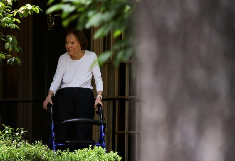 Former first lady Rosalynn Carter is seen outside her home after U.S. President Joe Biden and first lady Jill Biden met with former President Jimmy Carter and Mrs. Carter in Plains, Georgia, U.S., April 29, 2021. REUTERS/Evelyn Hockstein/File Photo/File Photo