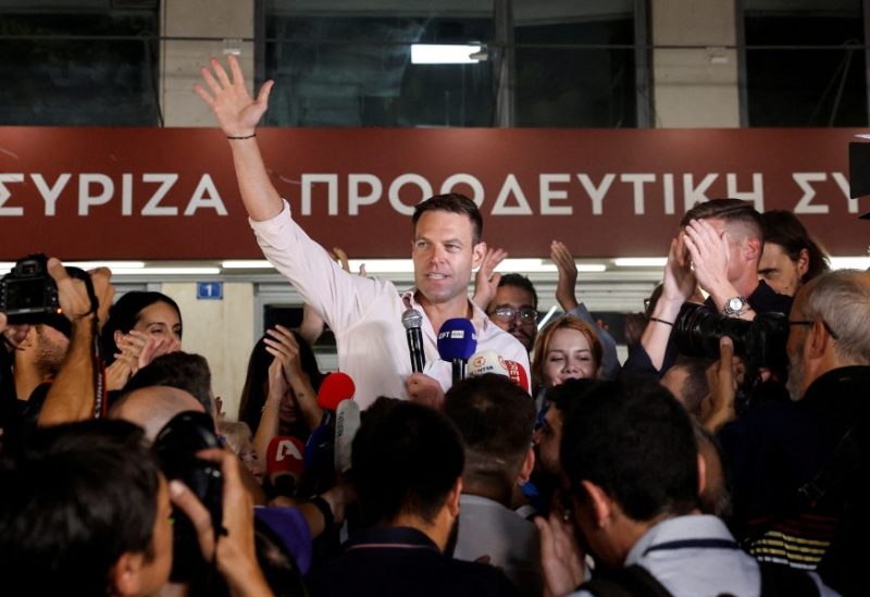 The newly elected leader of Syriza leftist party, Stefanos Kasselakis, delivers a statement to the members of the press outside the party's headquarters in Athens, Greece, September 25, 2023. REUTERS/Louisa Gouliamaki/File Photo