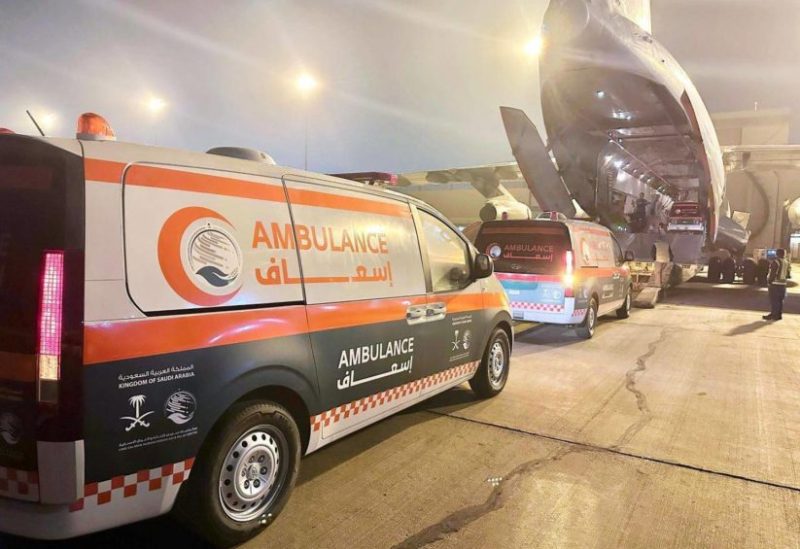 The planes, flown out by the King Salman Humanitarian Aid and Relief Center (KSrelief), were carrying six ambulances out of 20 that will be sent to Gaza. (Asharq Al-Awsat)