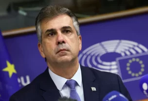Israeli Foreign Minister Eli Cohen attends a conference at the European Parliament in Brussels, Belgium November 8, 2023. REUTERS