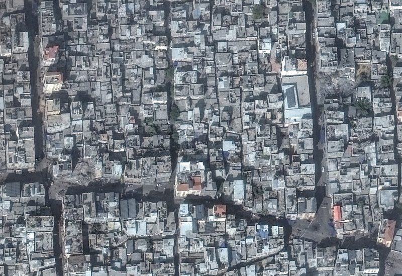 A satellite image shows an overview of Jabalia before explosions, October 31, 2023. Maxar Technologies/Handout via REUTERS THIS IMAGE HAS BEEN SUPPLIED BY A THIRD PARTY. MANDATORY CREDIT. NO RESALES. NO ARCHIVES. MUST NOT OBSCURE LOGO.