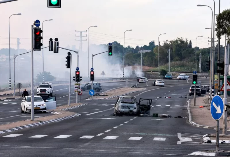 A view of a junction shows the aftermath of a mass-infiltration by Hamas gunmen from the Gaza Strip, in the Sderot area, southern Israel October 7, 2023. REUTERS