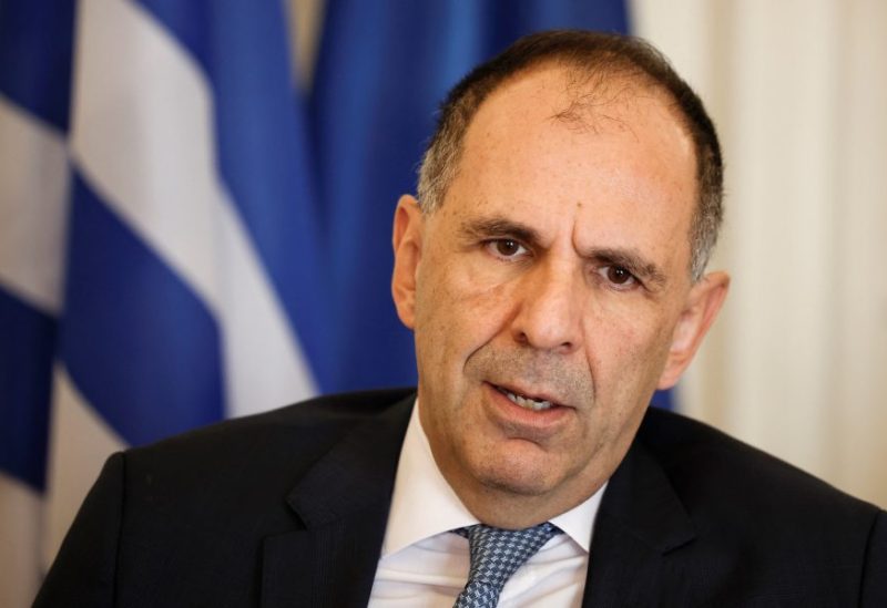 Greek Foreign Minister George Gerapetritis talks during his interview with Reuters, following his visit to Ramallah, in the Israeli-occupied West Bank, at the Ministry of Foreign Affairs in Athens, Greece, November 17, 2023. REUTERS/Louisa Gouliamaki