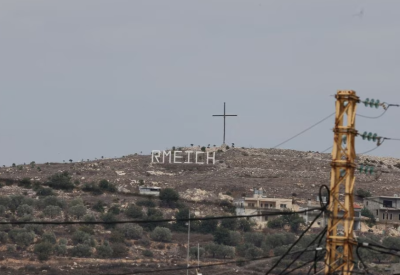 The Rmeich sign is seen, amidst tension between Israel and Hezbollah, in the Christian village of Rmeish, Lebanon October 31, 2023.