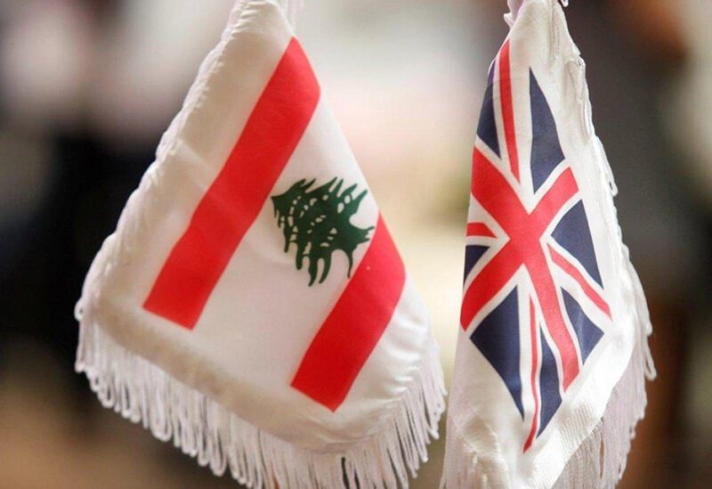 The Lebanese and British flags