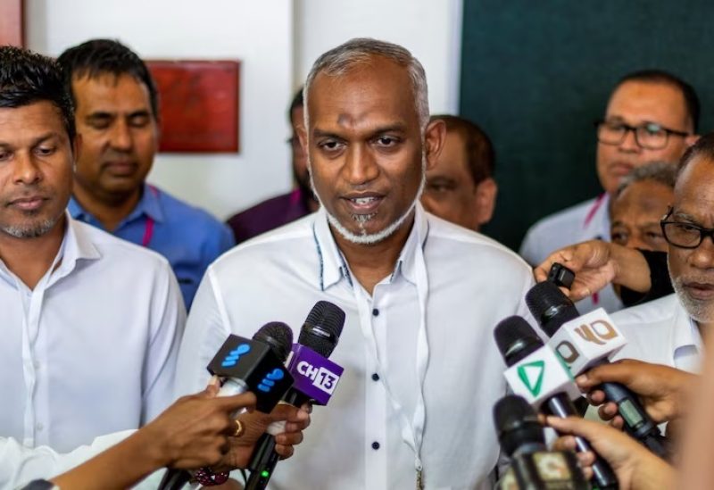 Mohamed Muizzu, Maldives presidential candidate of the opposition party, People's National Congress speaks with the media personnel during the second round of a presidential election in Male, Maldives September 30, 2023. REUTERS/Dhahau Naseem /File Photo