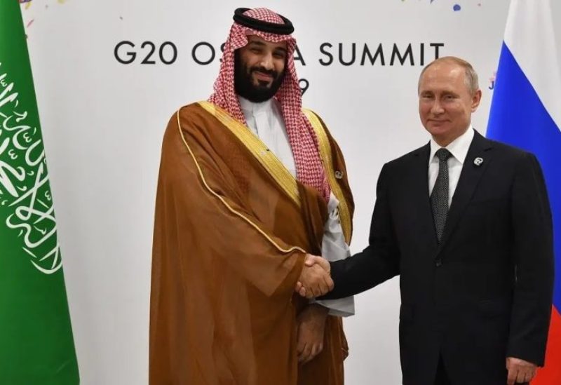 Russia’s President Vladimir Putin (R) shakes hands with Saudi Arabia’s Crown Prince Mohammed bin Salman during a meeting on the sidelines of the G20 Summit in Osaka on June 29, 2019. (AFP)