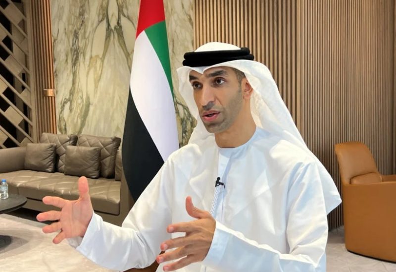United Arab Emirates Minister of State for Foreign Trade Thani Al Zeyoudi gestures during an interview with Reuters in Dubai, United Arab Emirates, June 30, 2022. REUTERS/Abdel Hadi Ramahi/File Photo