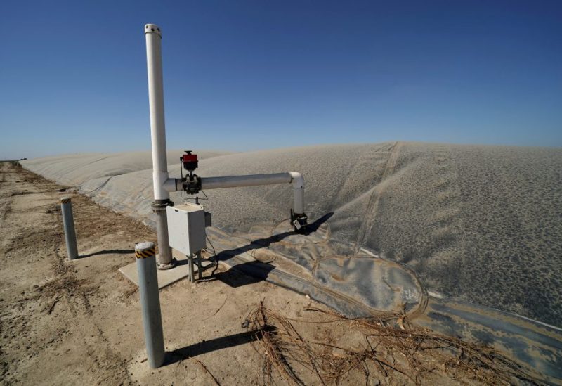 A methane collecting dome that covers one of Airoso Circle A Dairy's waste collecting ponds is shown in Pixley, California, U.S., October 2, 2019. Picture taken October 2, 2019. REUTERS/Mike Blake//File Photo