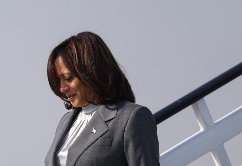 U.S. Vice President Kamala Harris disembarks an aircraft as she arrives to attend the United Nations Climate Change Conference (COP28) in Dubai, United Arab Emirates, December 2, 2023. REUTERS/Amr Alfiky