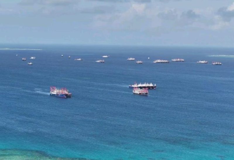 Chinese militia vessels operate at Whitsun Reef in the South China Sea, December 2, 2023. Philippine Coast Guard/Handout via REUTERS/File Photo