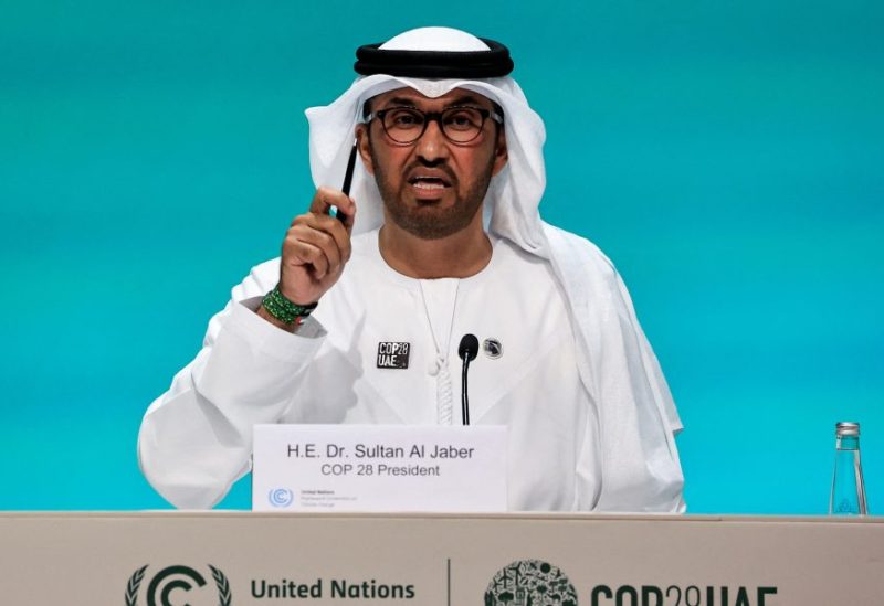 United Arab Emirates Minister of Industry and Advanced Technology and COP28 President Sultan Ahmed Al Jaber speaks during a press conference at the United Nations Climate Change Conference (COP28) in Dubai, United Arab Emirates, December 4, 2023. REUTERS/Thaier Al-Sudani