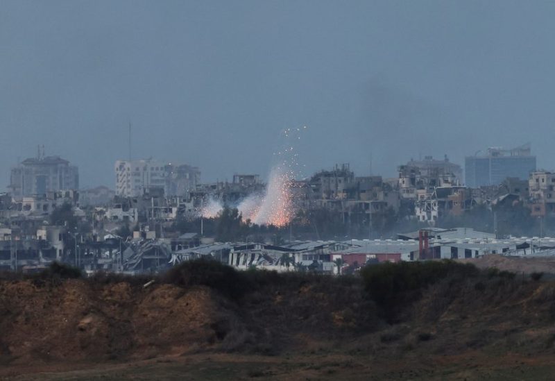 An explosion takes place during Israeli air strikes over Gaza, amid the ongoing conflict between Israel and the Palestinian Islamist group Hamas, as seen from southern Israel, December 7, 2023. REUTERS/Athit Perawongmetha