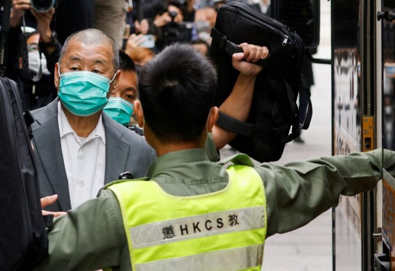 Media mogul Jimmy Lai, founder of Apple Daily, leaves the Court of Final Appeal by prison van in Hong Kong, China February 9, 2021. REUTERS/Tyrone Siu/File Photo