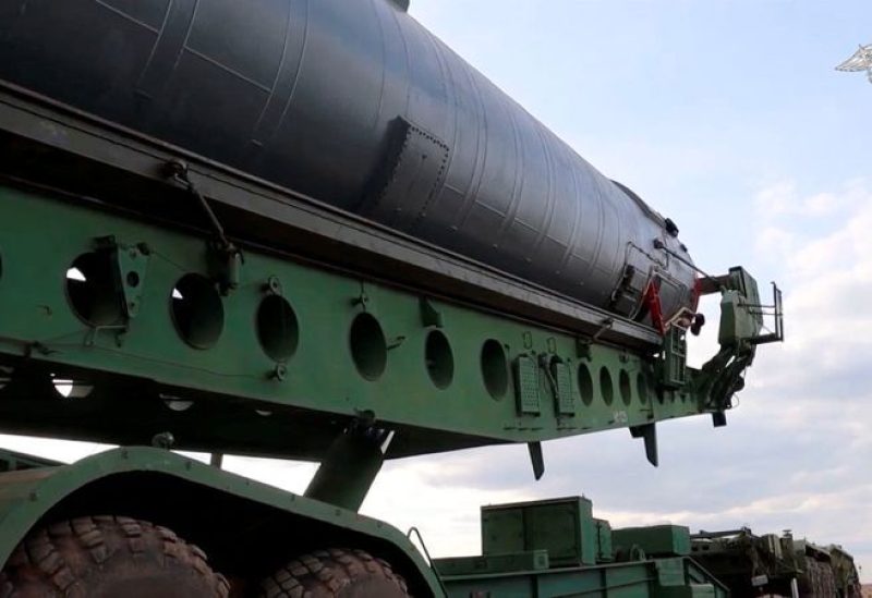 An intercontinental ballistic missile equipped with the nuclear-capable "Avangard" hypersonic glide vehicle is lifted to its launch silo in Orenburg region, Russia, in this image taken from a video released on November 16, 2023. Russian Defence Ministry/Handout via REUTERS/File Photo
