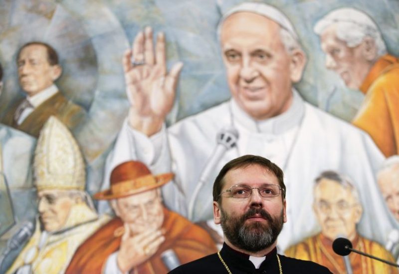 Kiev's Archbishop Sviatoslav Shevchuk leads a news conference on the recent events in the Ukrainian capital, at the Vatican radio headquarters in Rome February 25, 2014. REUTERS/Max Rossi/File Photo