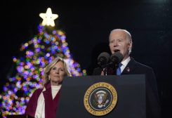 The president and his wife, Jill, participated Thursday in the annual tradition of lighting the National Christmas Tree on the Ellipse, an area known as President’s Park, on the south side of the White House. (Nov. 30)